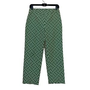 Akris Punto Green Polka Dot Pants Cropped Metallic Cotton Straight Leg Womens 4